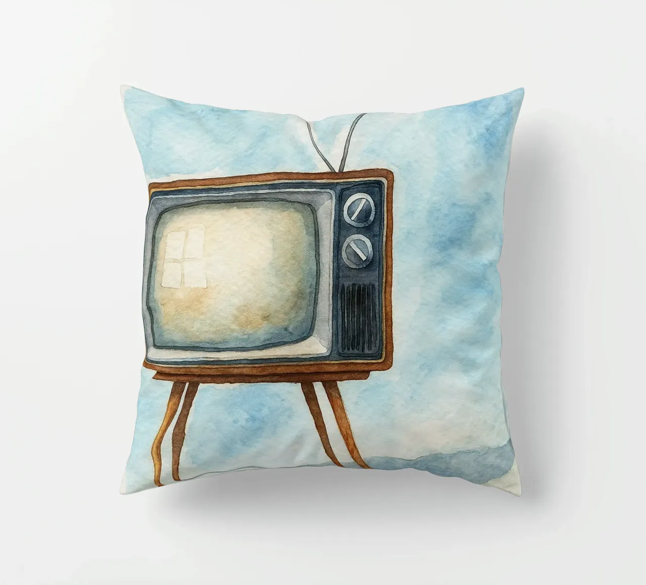 televisore con cassa in legno vecchio dipinto d'epoca cuscino da kroocoot
