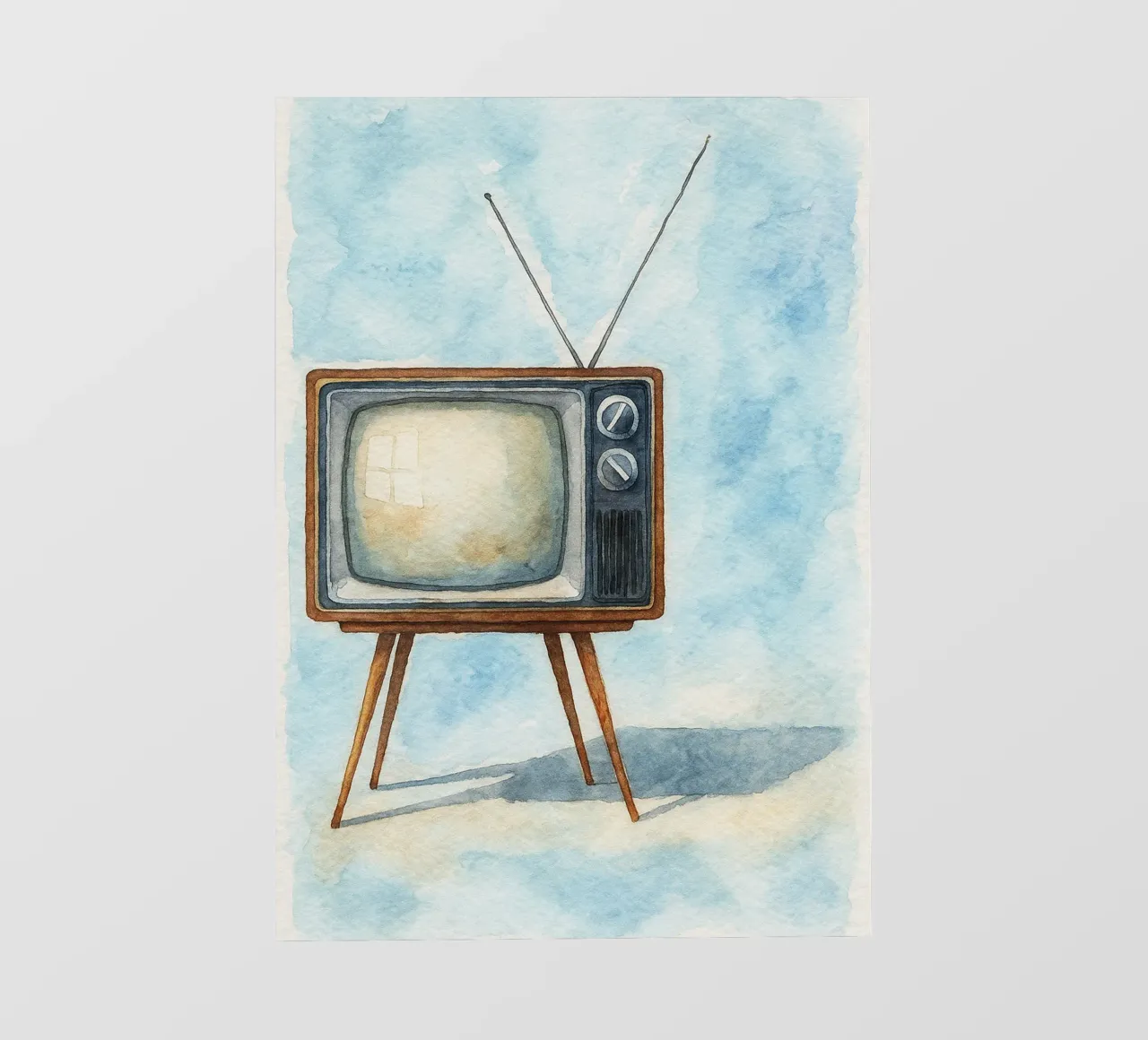 televisore con cassa in legno vecchio dipinto d'epoca pellicola backlit da kroocoot