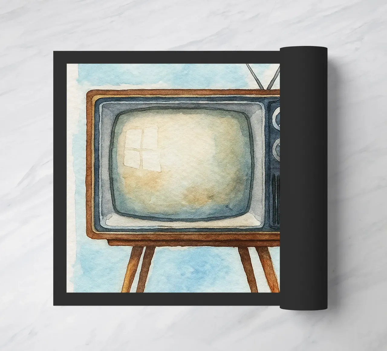 televisore con cassa in legno vecchio dipinto d'epoca zerbino da kroocoot
