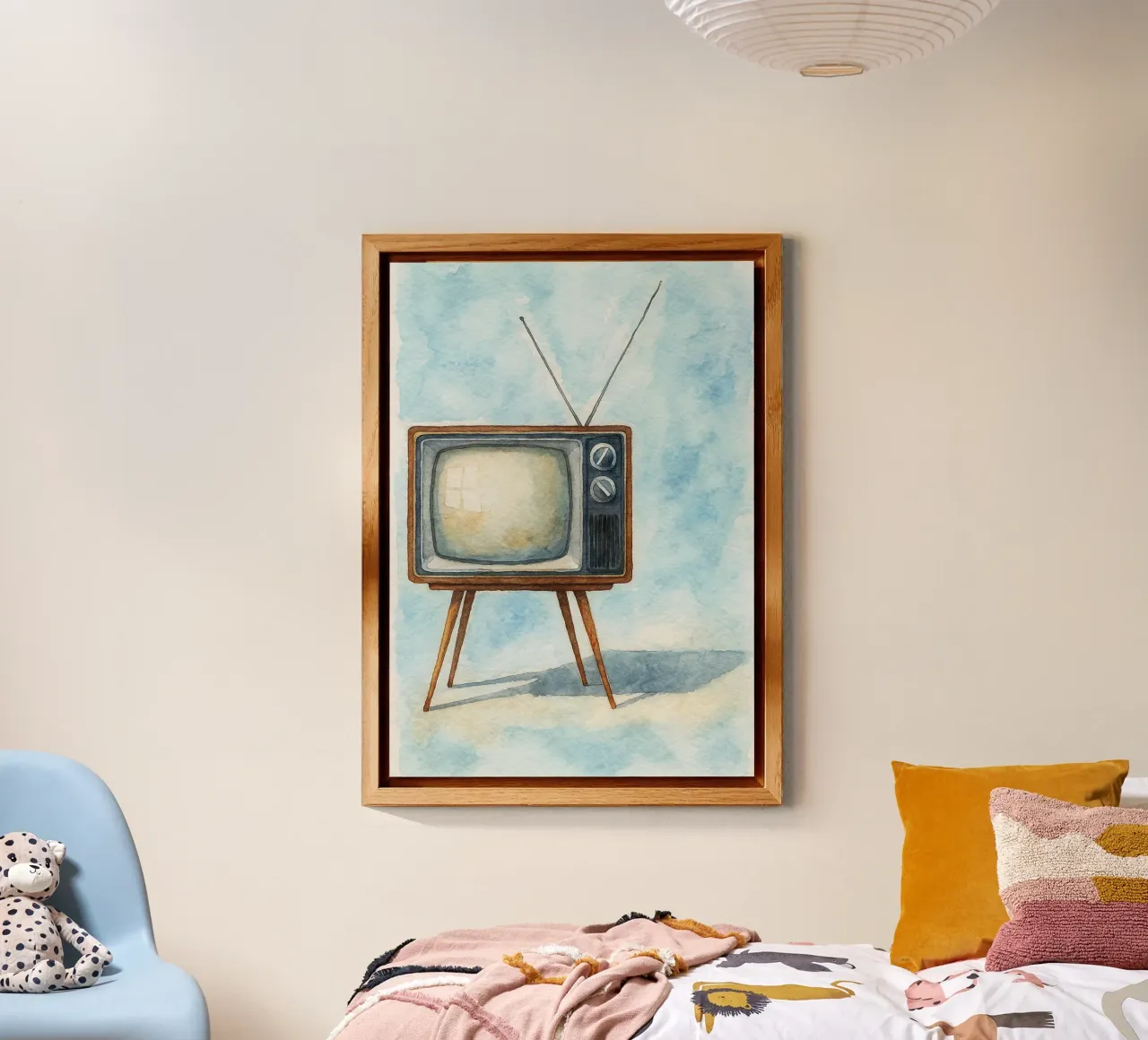 televisore con cassa in legno vecchio dipinto d'epoca alluminio dibond da kroocoot