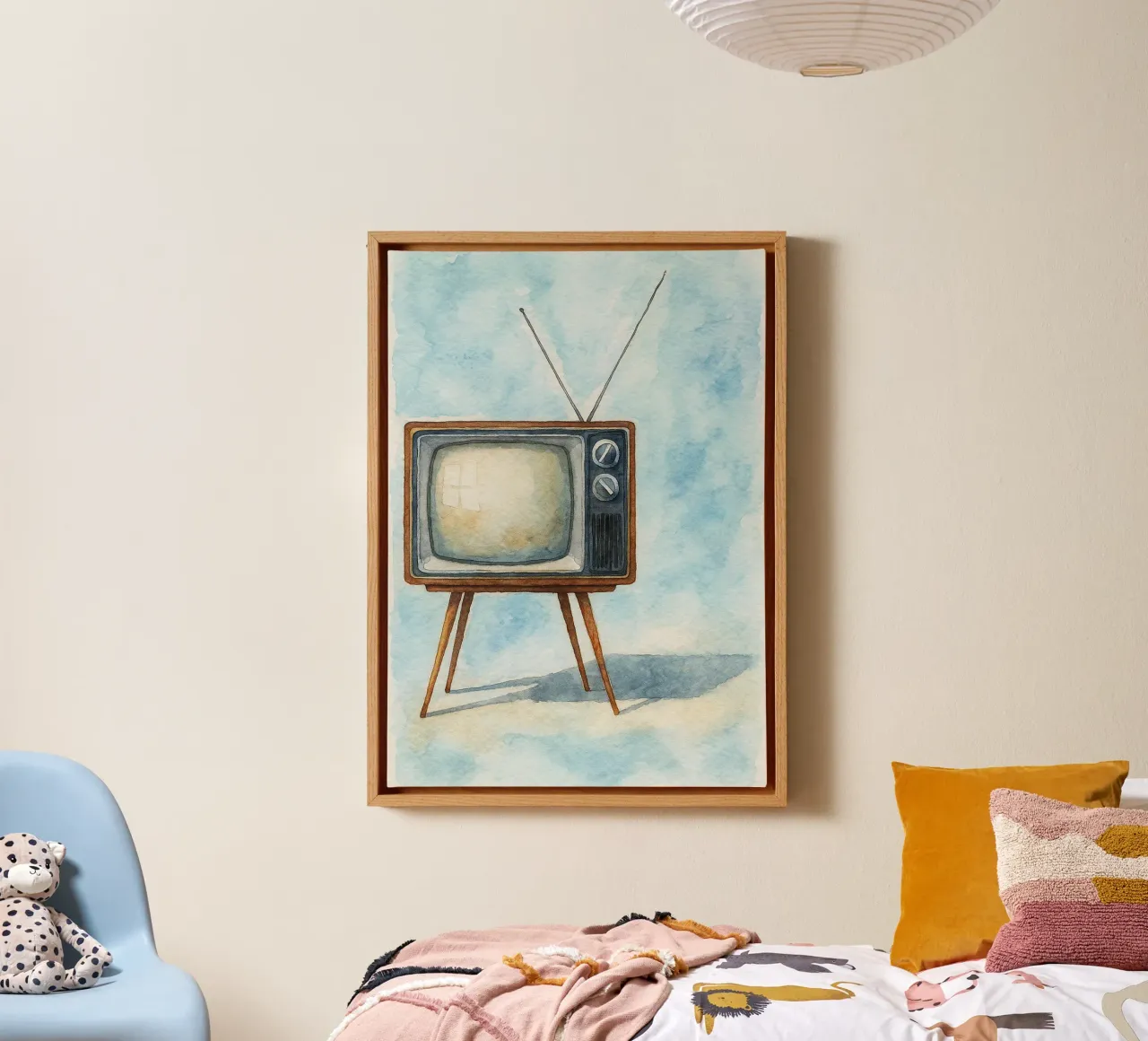 televisore con cassa in legno vecchio dipinto d'epoca tela con Cornice a cassetta da kroocoot