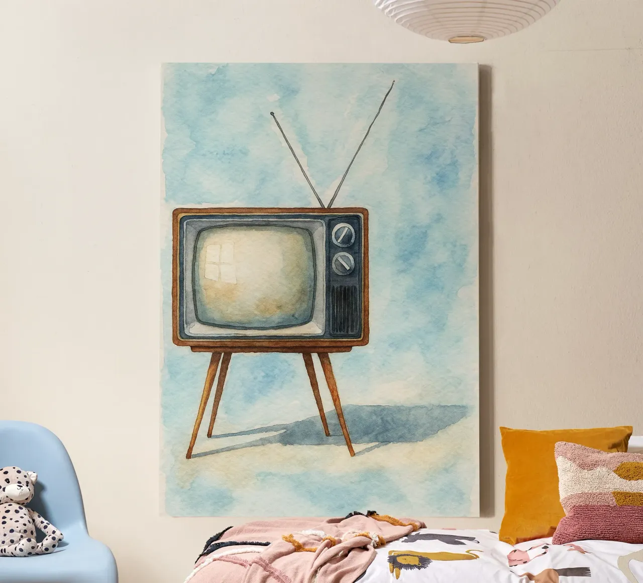 televisore con cassa in legno vecchio dipinto d'epoca tela con Cornice a cassetta da kroocoot