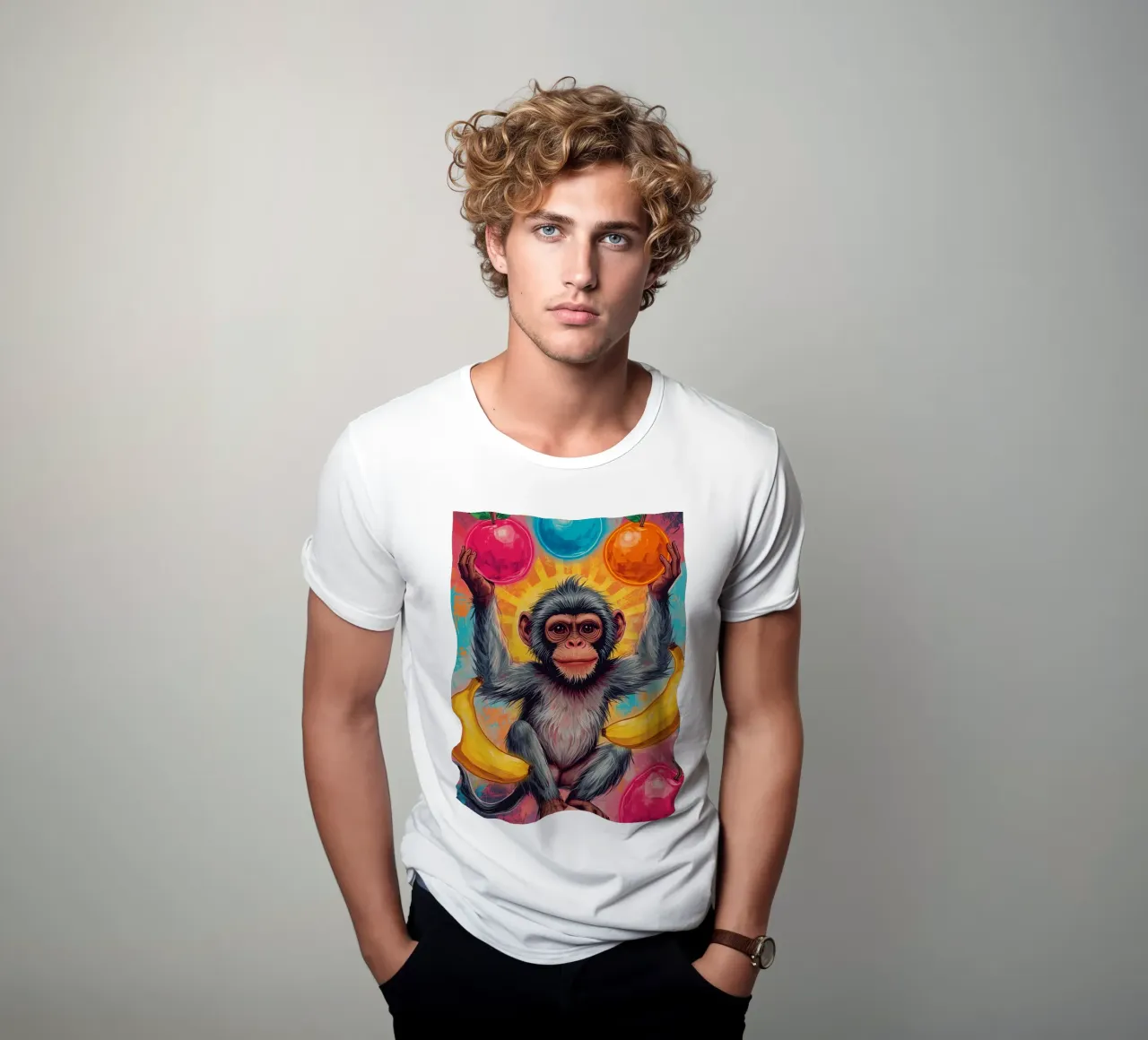 Scimmia con frutta t-shirt da DesignDoodle