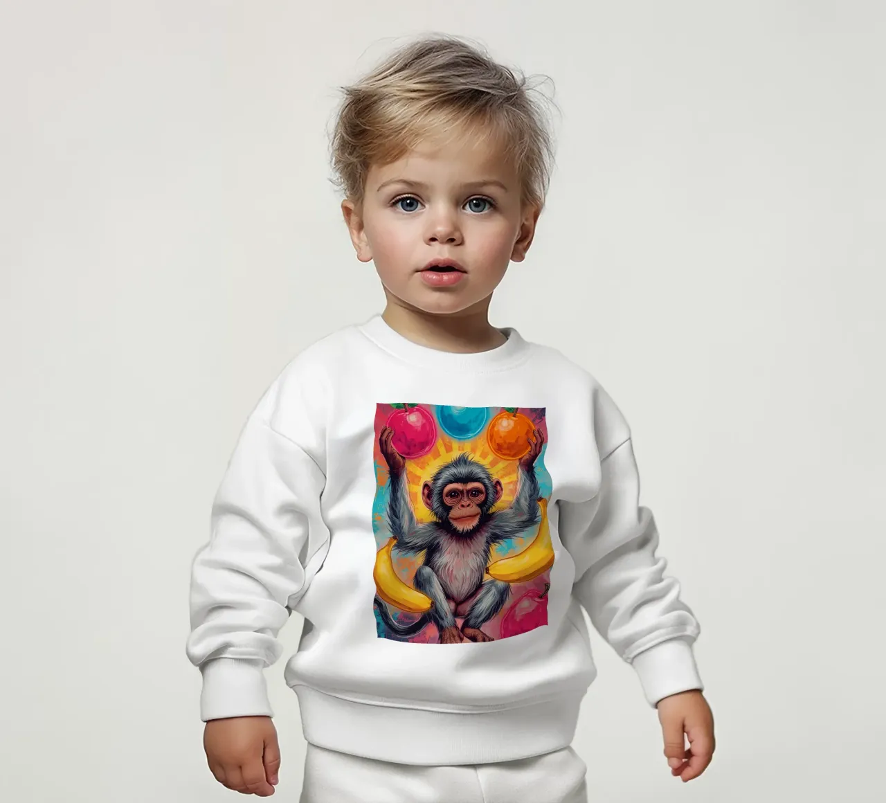 Scimmia con frutta felpa neonato da DesignDoodle