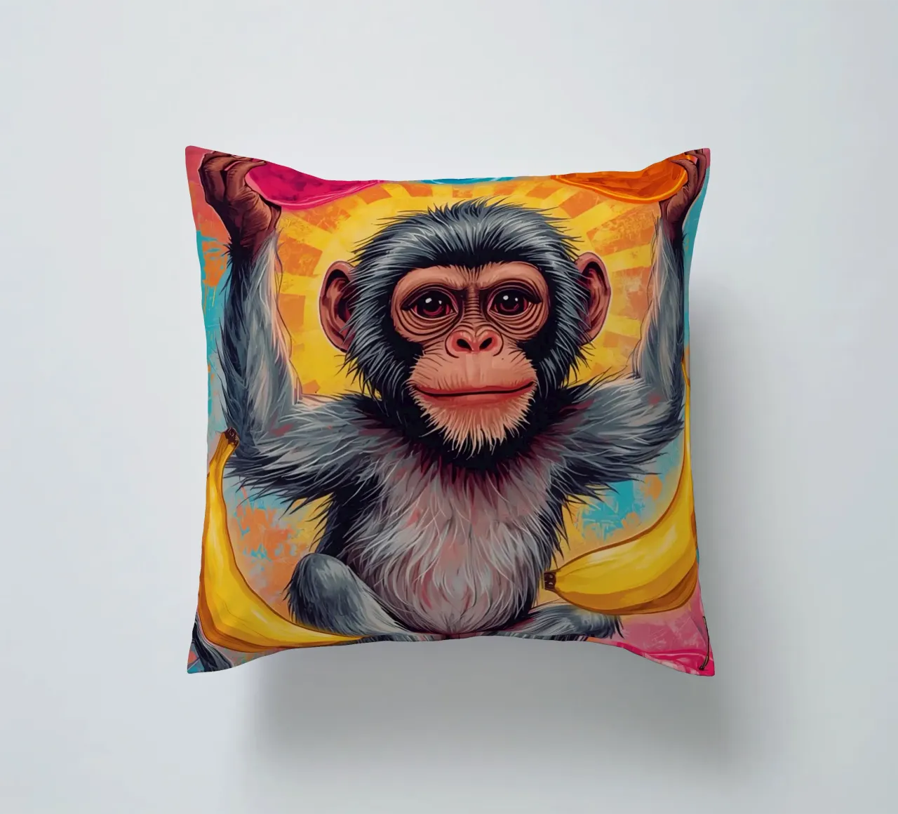 Scimmia con frutta cuscino da DesignDoodle