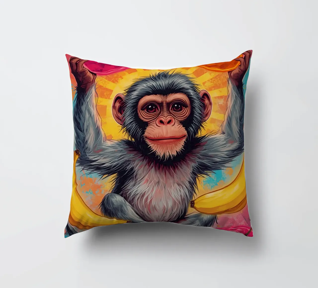Scimmia con frutta cuscino da DesignDoodle