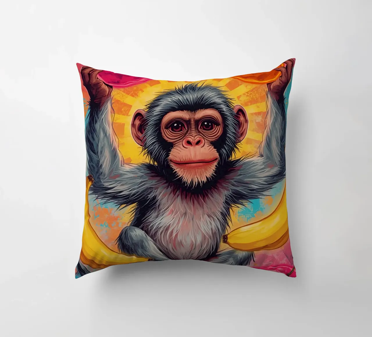 Scimmia con frutta cuscino da DesignDoodle