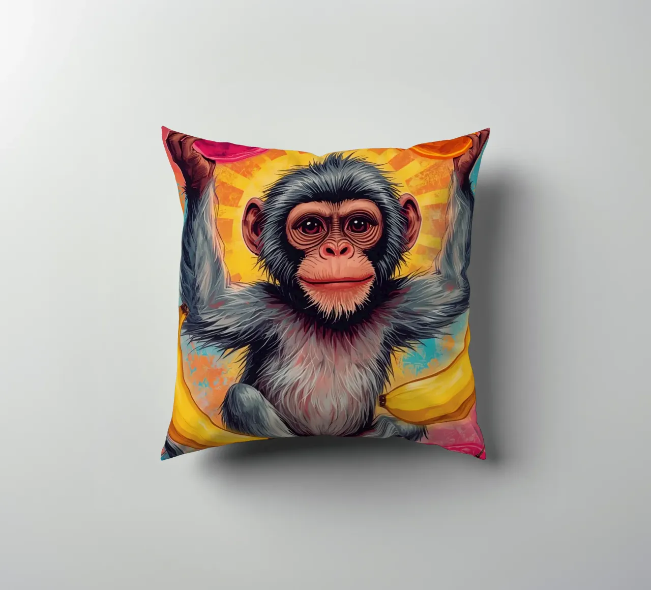 Scimmia con frutta cuscino da DesignDoodle