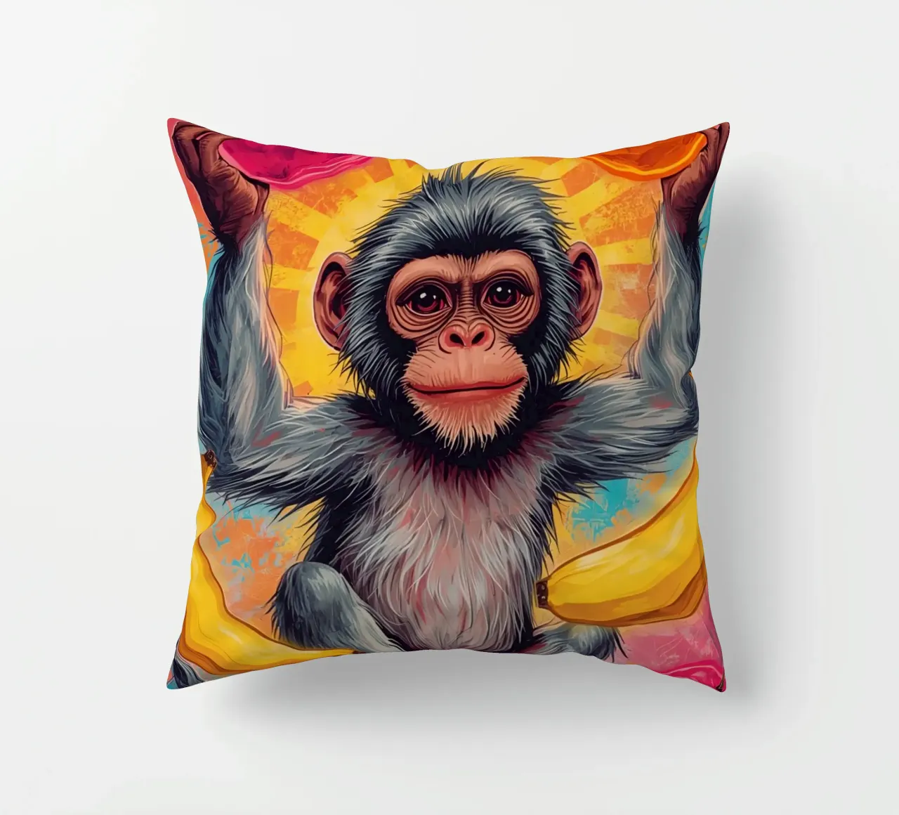 Scimmia con frutta cuscino da DesignDoodle