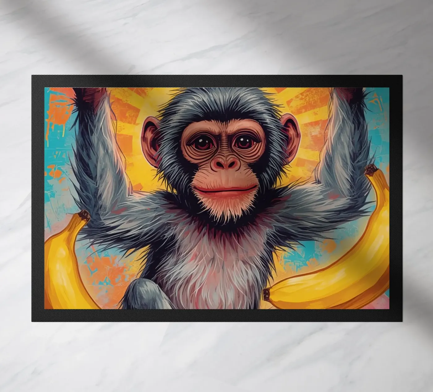 Affe mit Obst Fußmatte von DesignDoodle