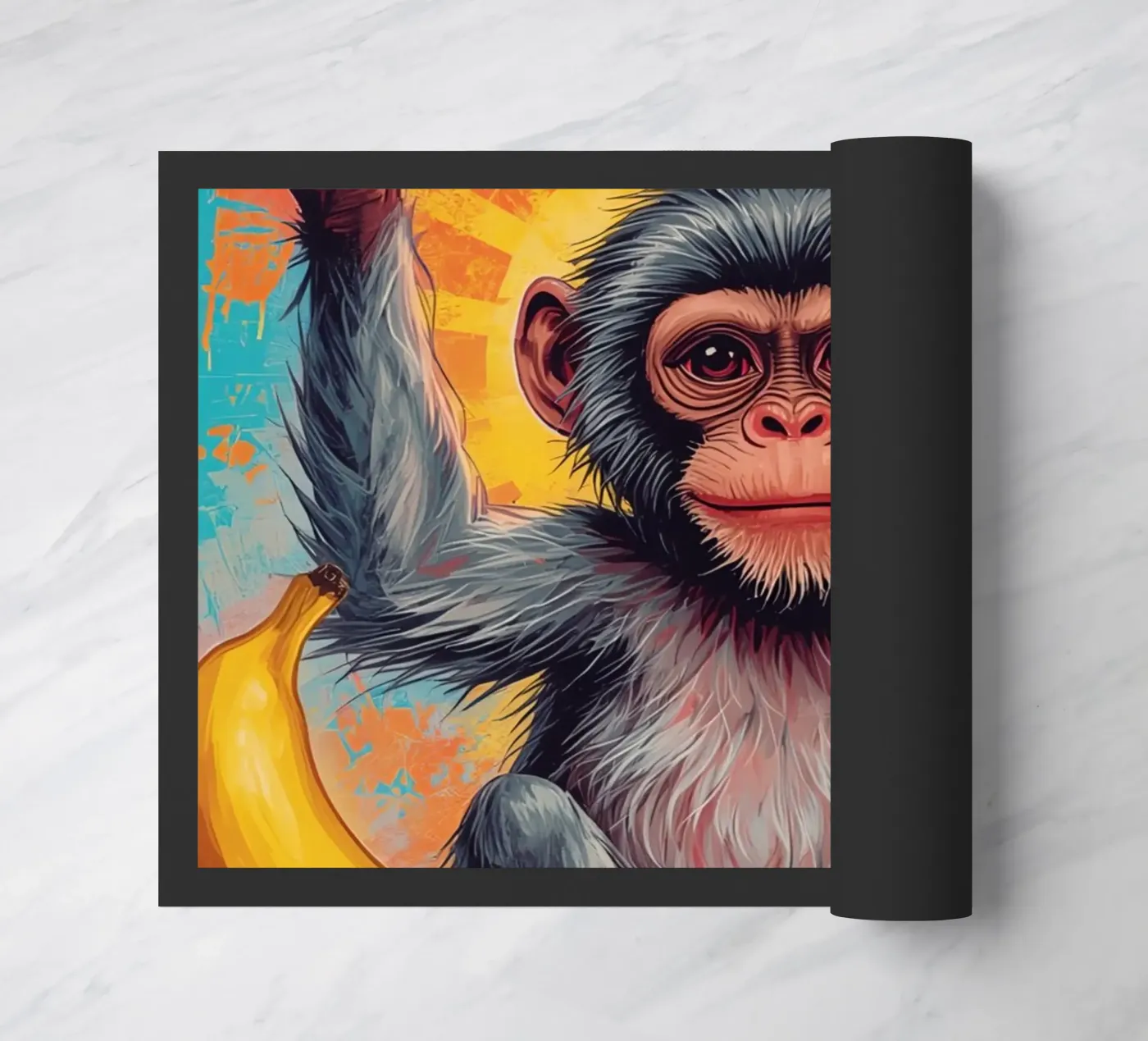 Affe mit Obst Fußmatte von DesignDoodle