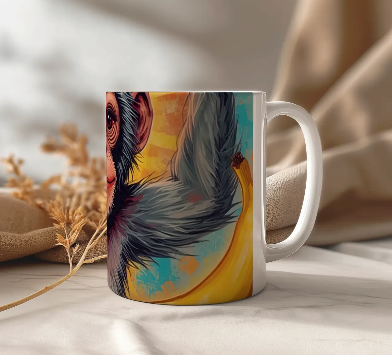 Scimmia con frutta tazza in ceramica da DesignDoodle