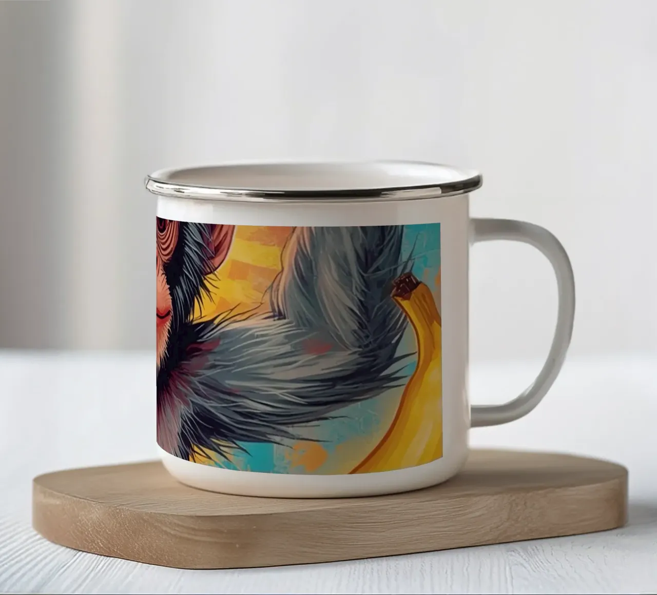 Scimmia con frutta tazza in smalto da DesignDoodle