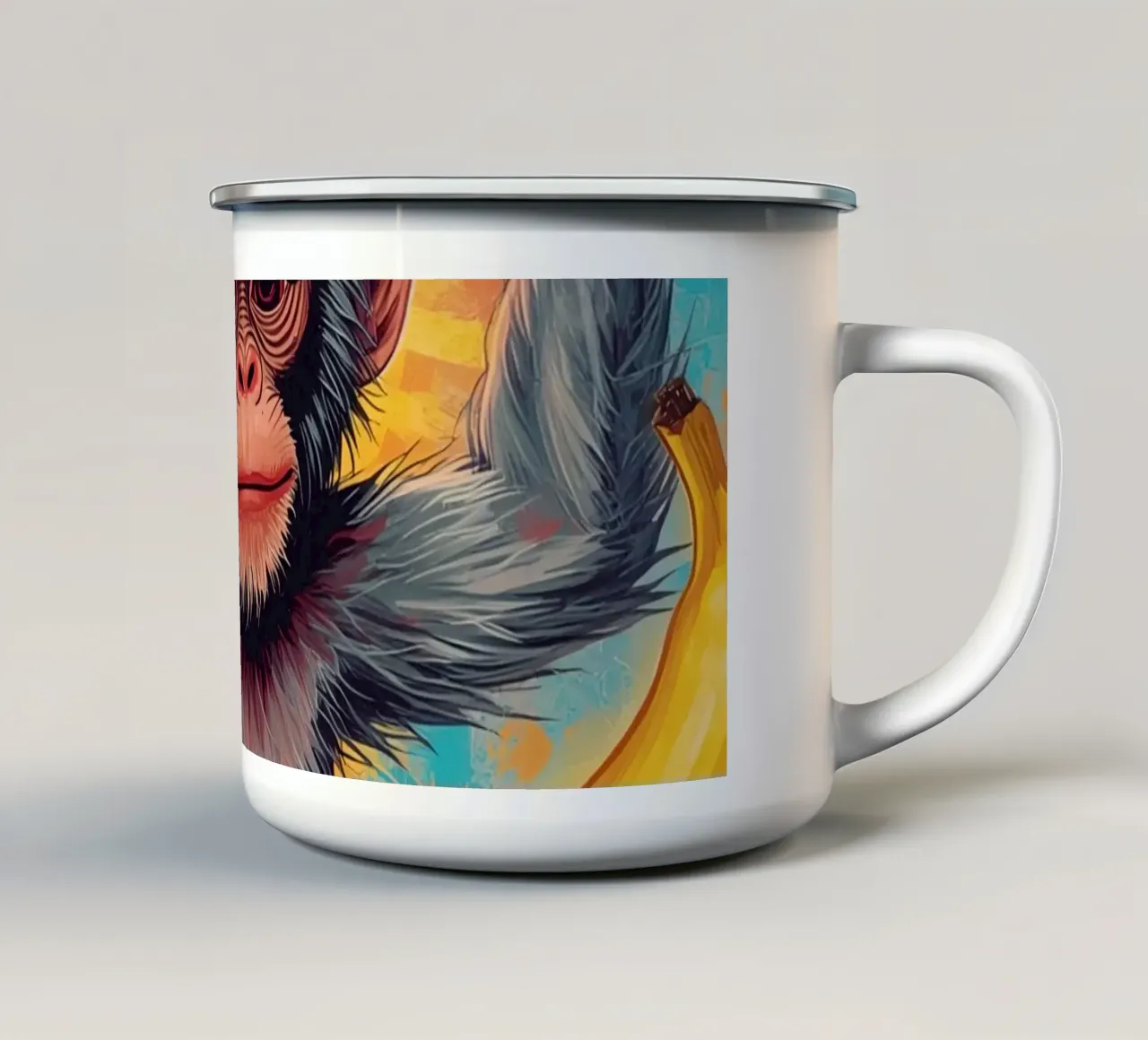 Scimmia con frutta tazza in smalto da DesignDoodle