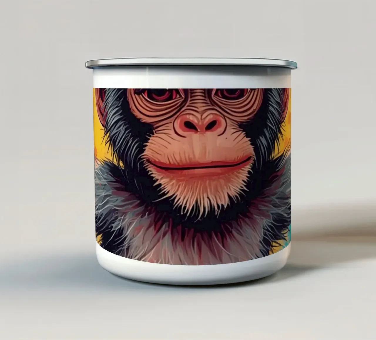 Scimmia con frutta tazza in smalto da DesignDoodle