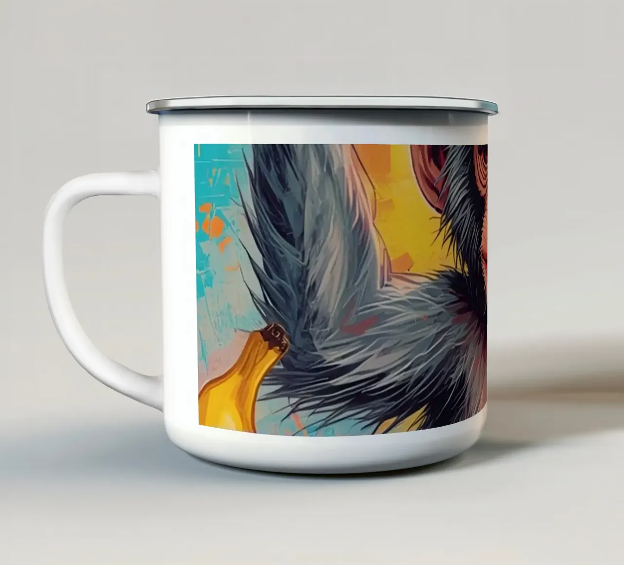 Scimmia con frutta tazza in smalto da DesignDoodle