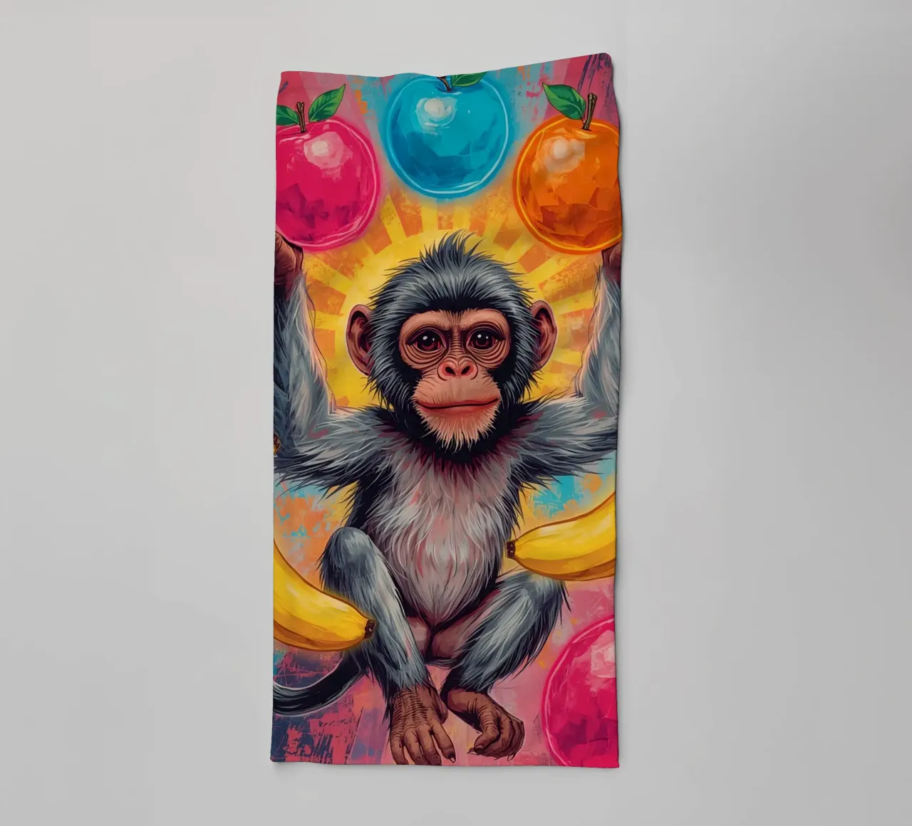 Scimmia con frutta asciugamano da bagno da DesignDoodle