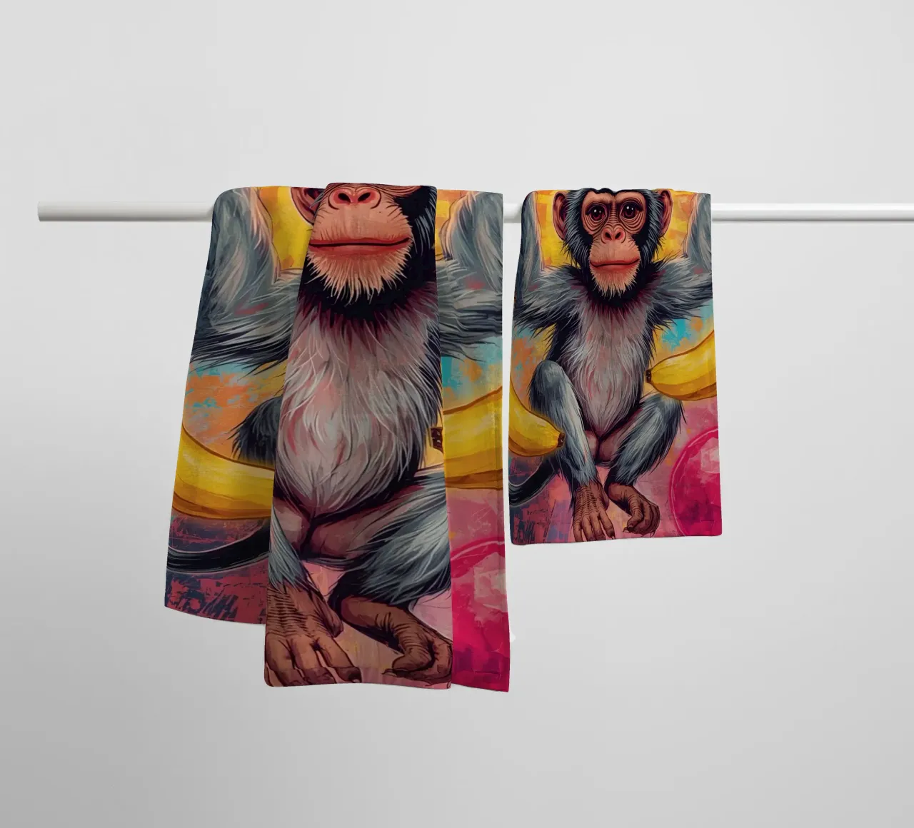 Scimmia con frutta asciugamano da bagno da DesignDoodle