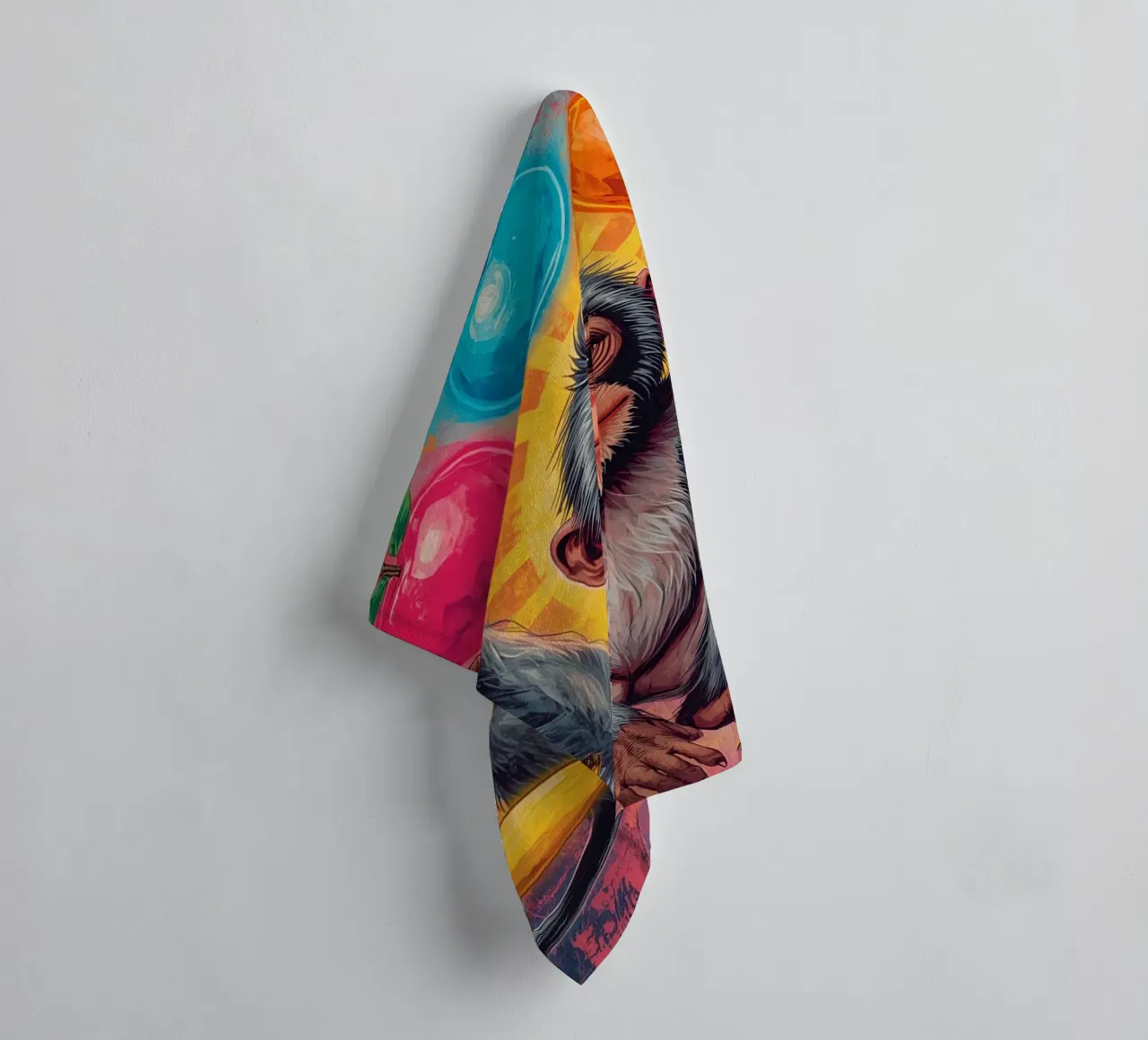 Scimmia con frutta asciugamano da bagno da DesignDoodle