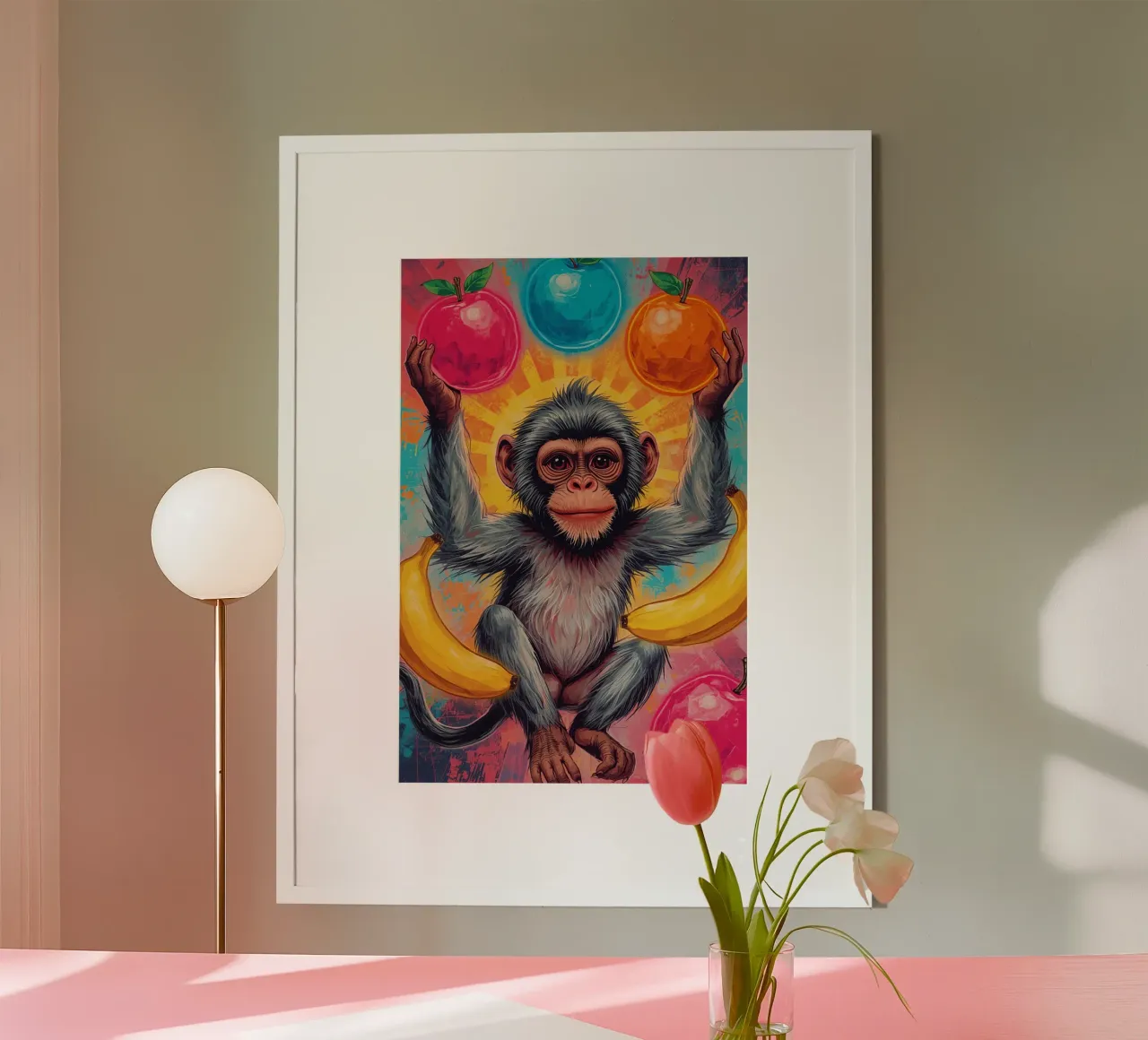 Scimmia con frutta poster da DesignDoodle