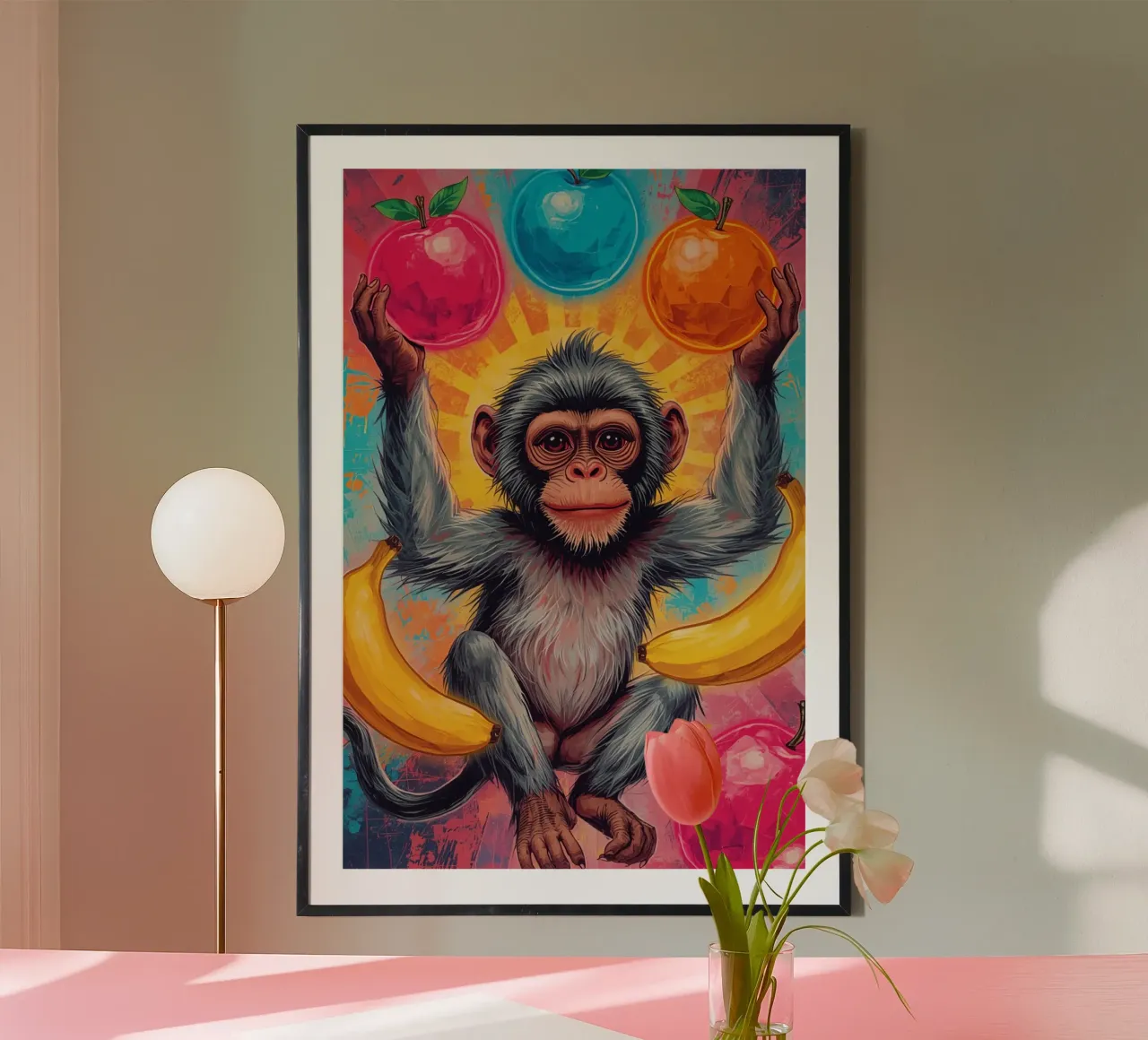 Scimmia con frutta poster da DesignDoodle