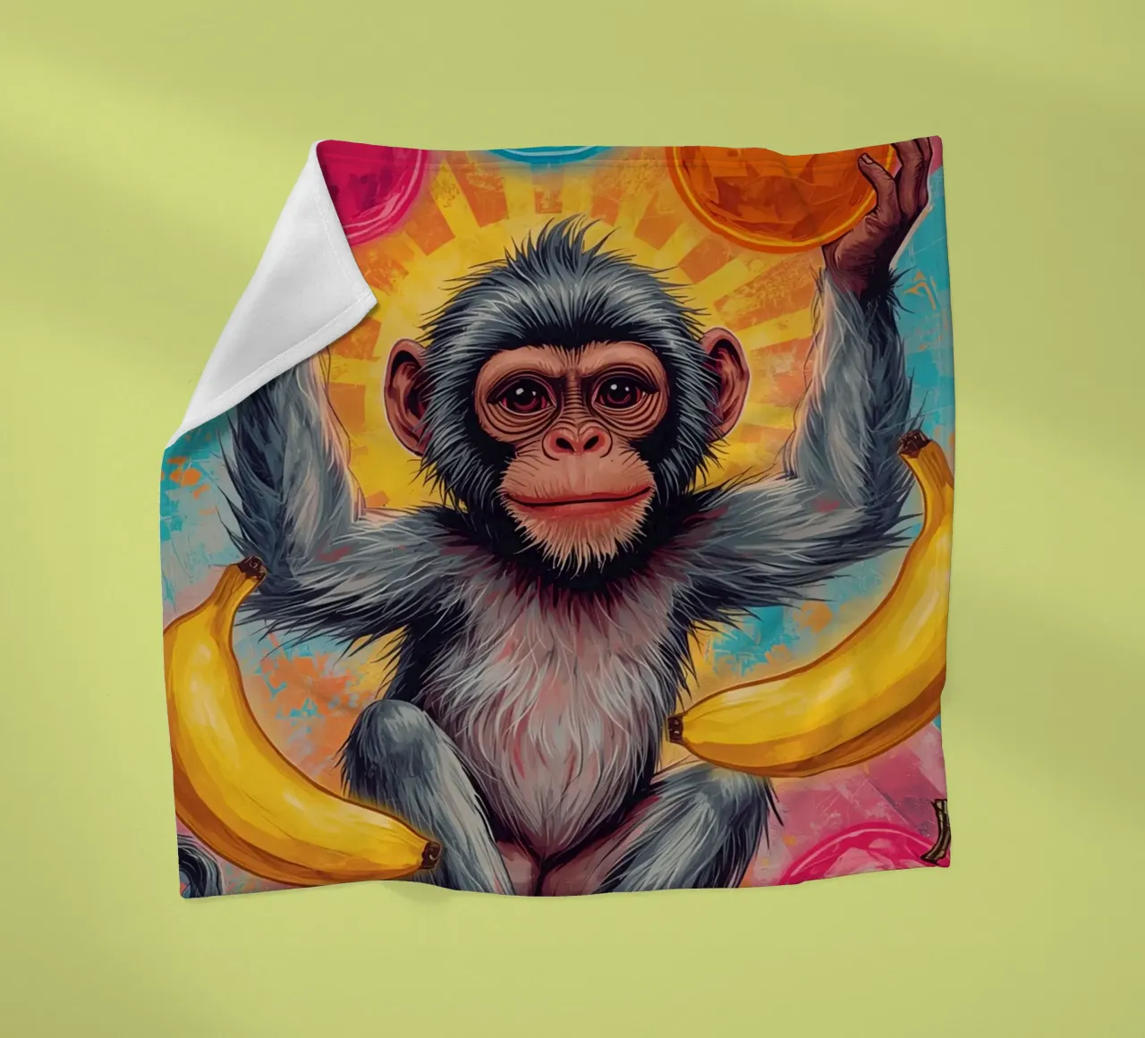 Scimmia con frutta coperta in pile da DesignDoodle