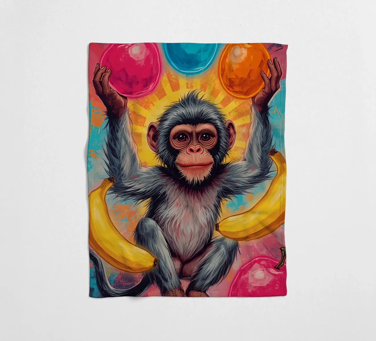 Scimmia con frutta coperta in pile da DesignDoodle