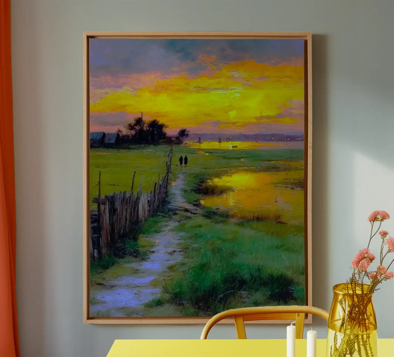 sunset field tela con Cornice a cassetta da firmana