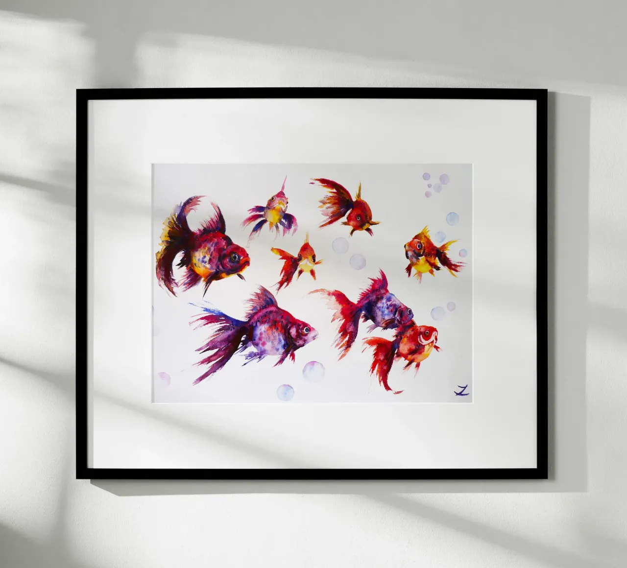 Pesce rosso Calico Ryukin poster da David Jackson