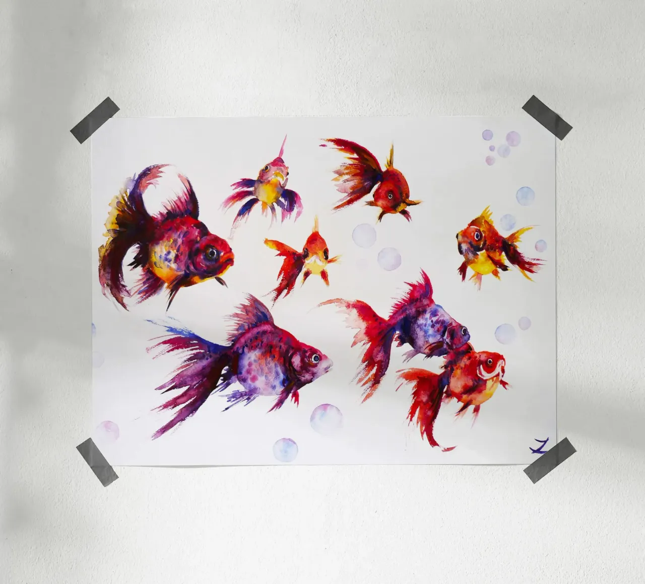 Pesce rosso Calico Ryukin poster da David Jackson