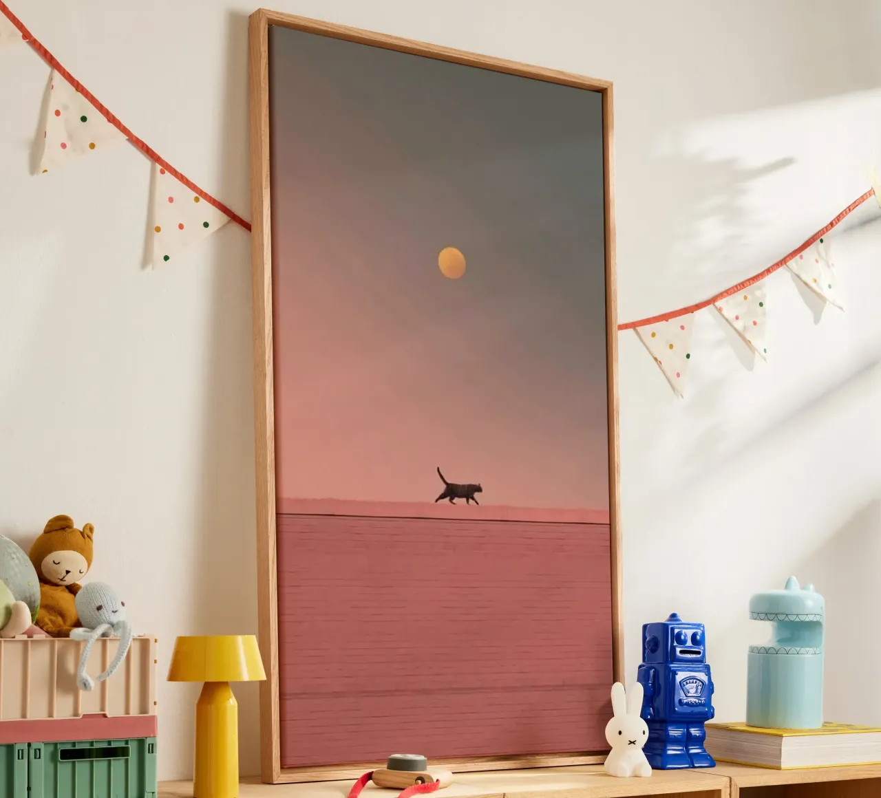 cat walking on wall lienzo con Marco flotante de firmana