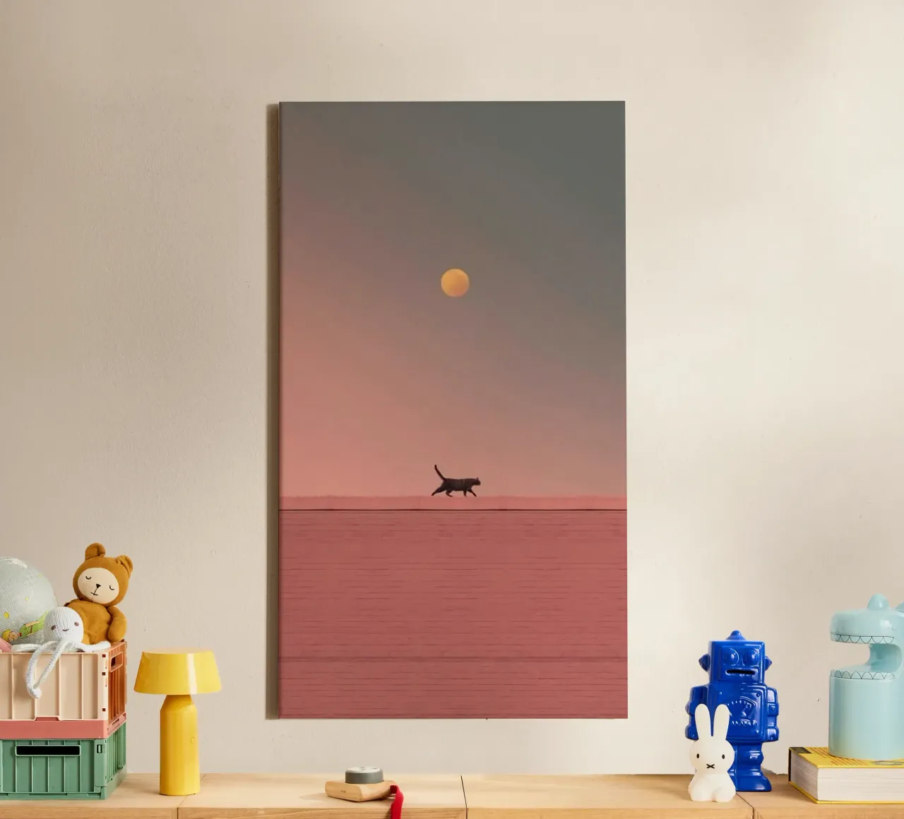 cat walking on wall lienzo con Marco flotante de firmana