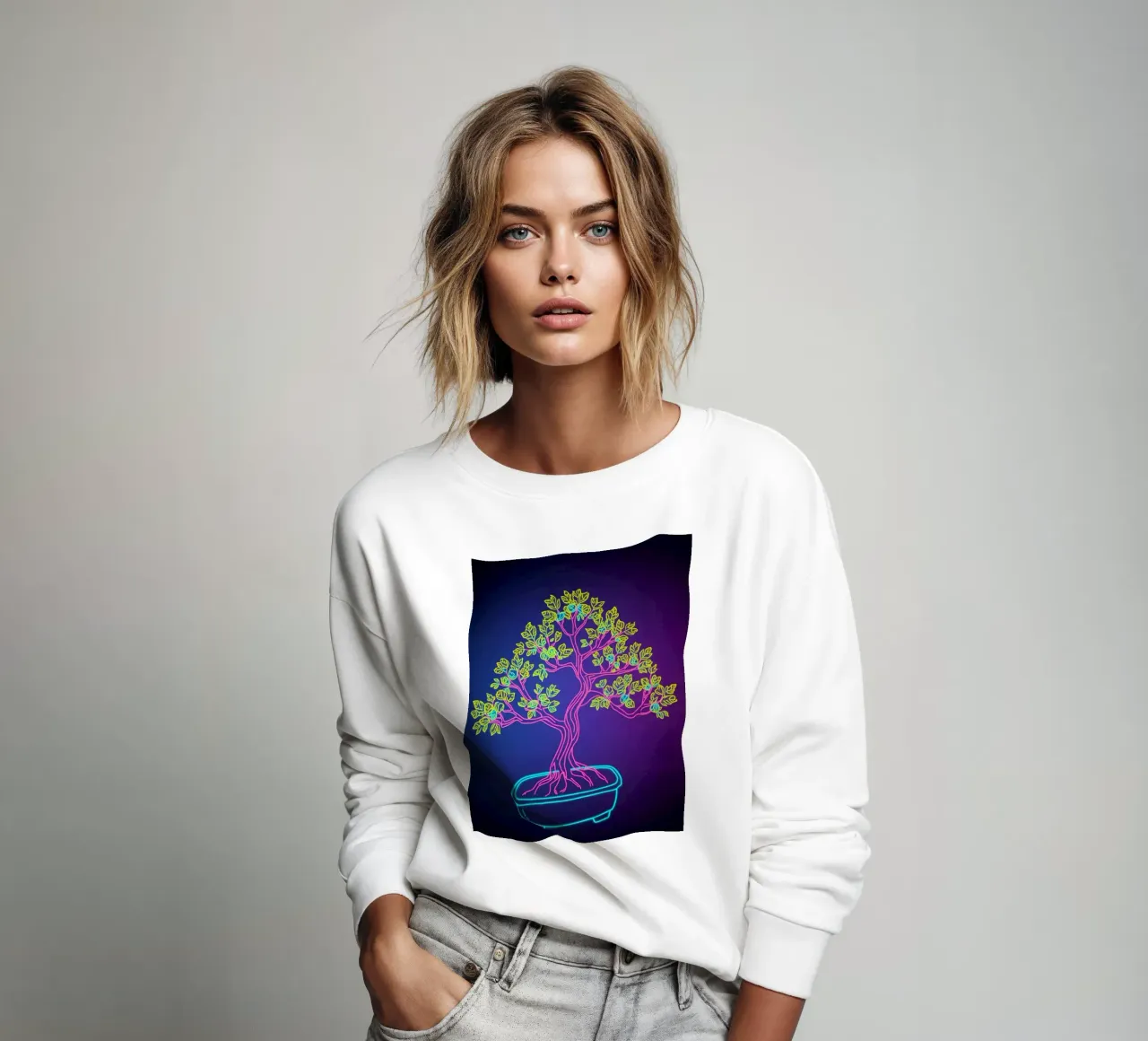 Bonsai al neon in vaso felpa da DesignDoodle