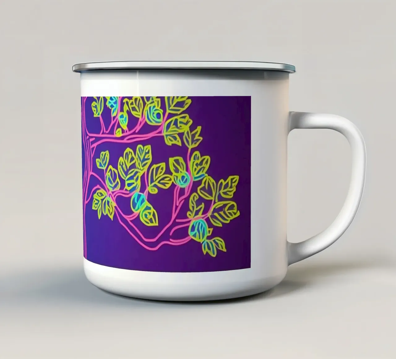 Bonsai al neon in vaso tazza in smalto da DesignDoodle