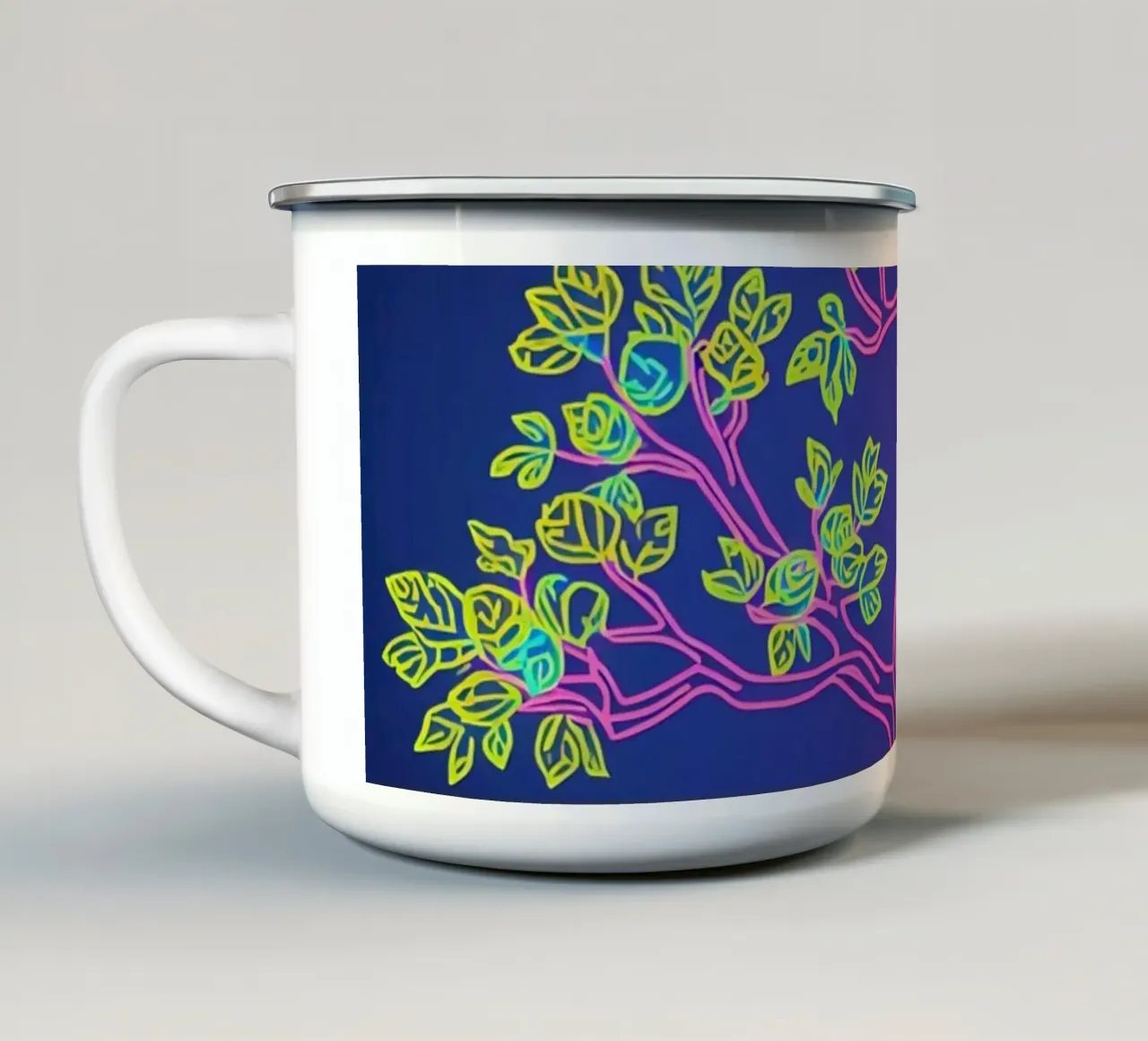 Bonsai al neon in vaso tazza in smalto da DesignDoodle