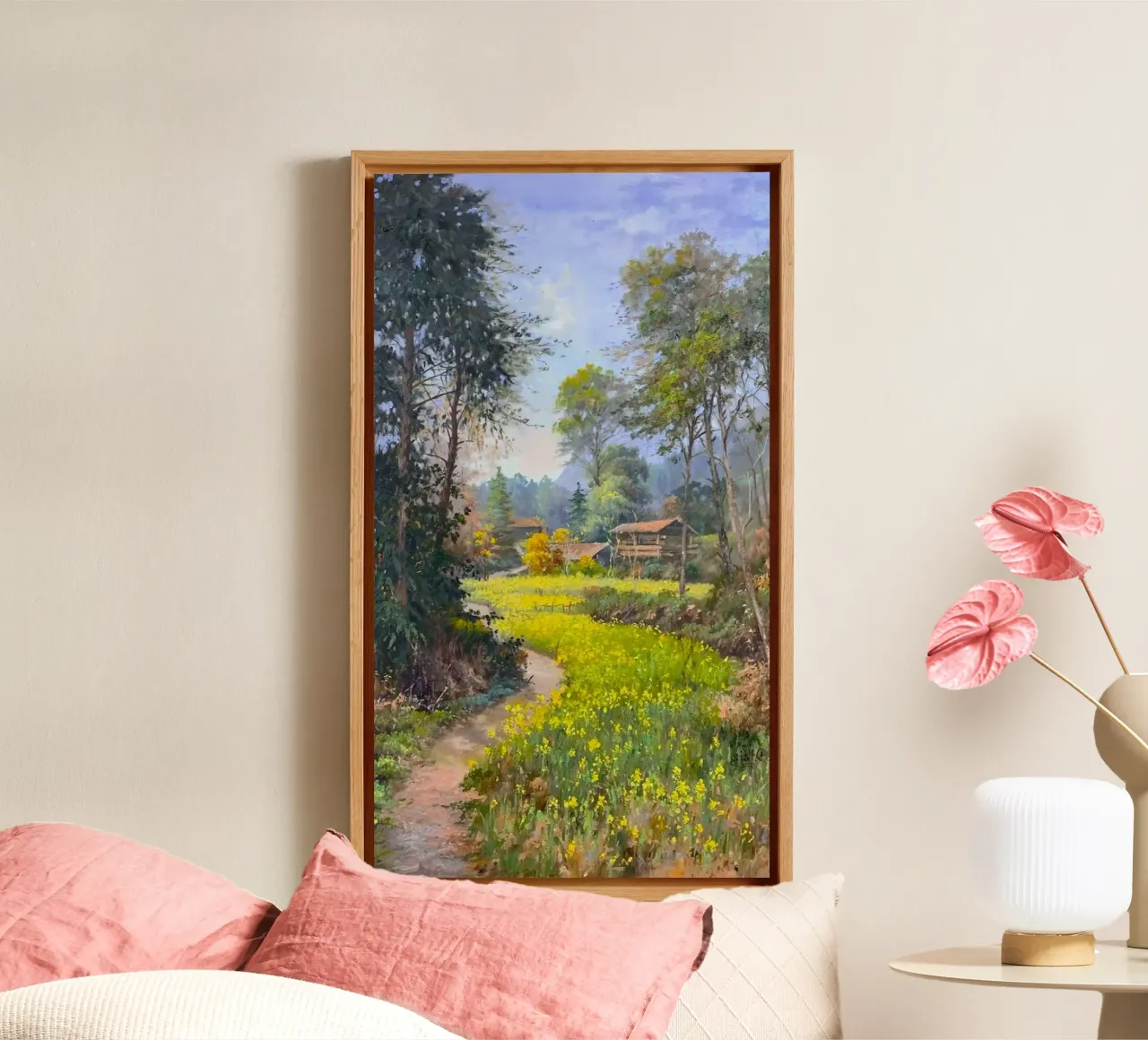 curve way full flower canvas with Floater frame by sunity