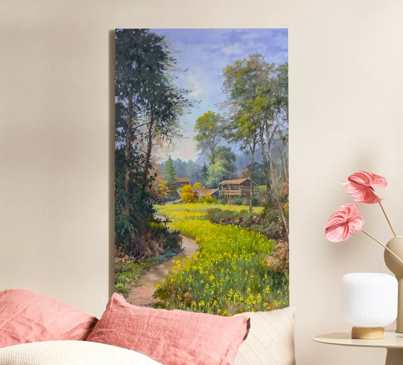 curve way full flower canvas with Floater frame by sunity
