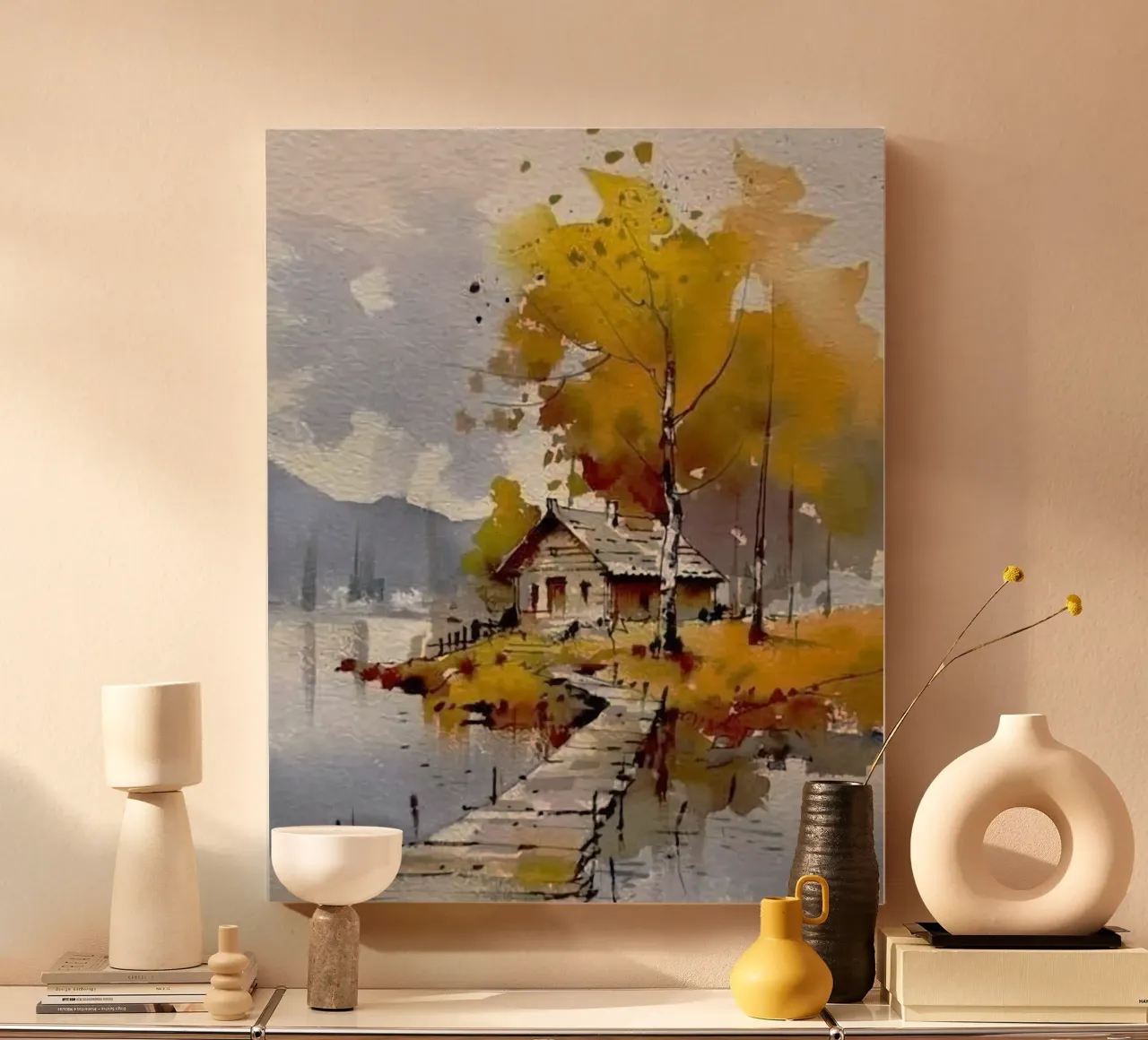 art house and the tree tela con Cornice a cassetta da firmana