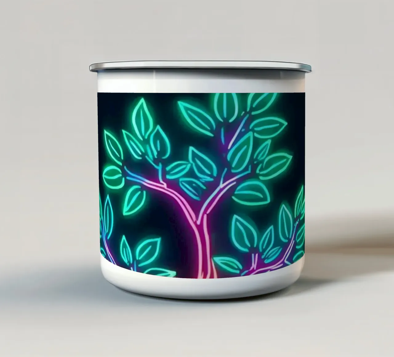 Neon Bonsai Tree in Purple Pot tazza in smalto da DesignDoodle