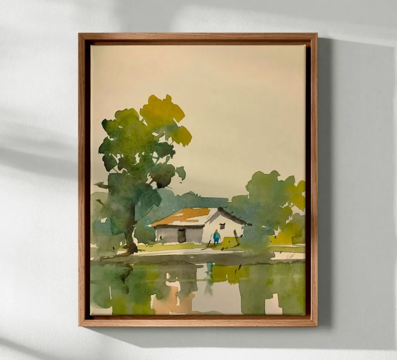 line of house and tree tela con Cornice a cassetta da sunity