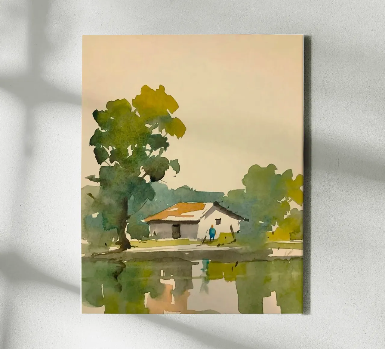 line of house and tree tela con Cornice a cassetta da sunity