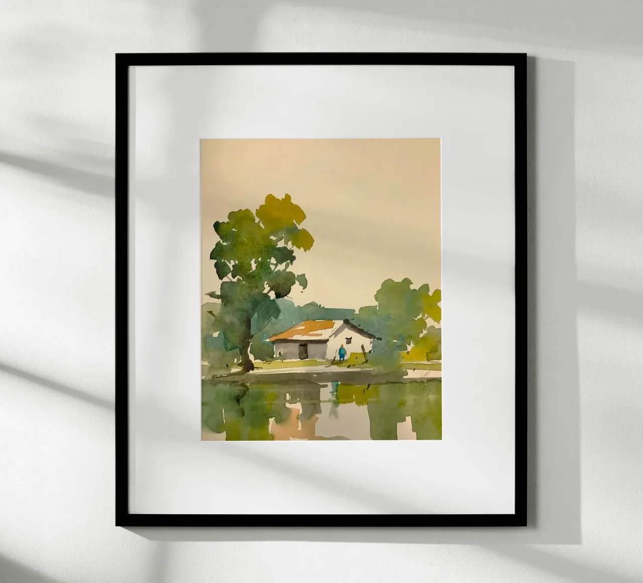 line of house and tree poster con telaio in legno da sunity