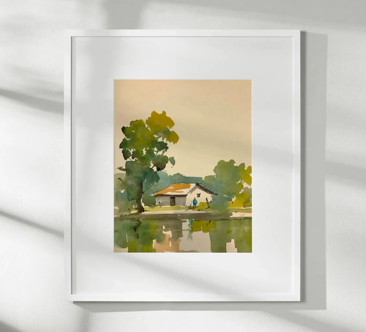 line of house and tree poster con telaio in legno da sunity