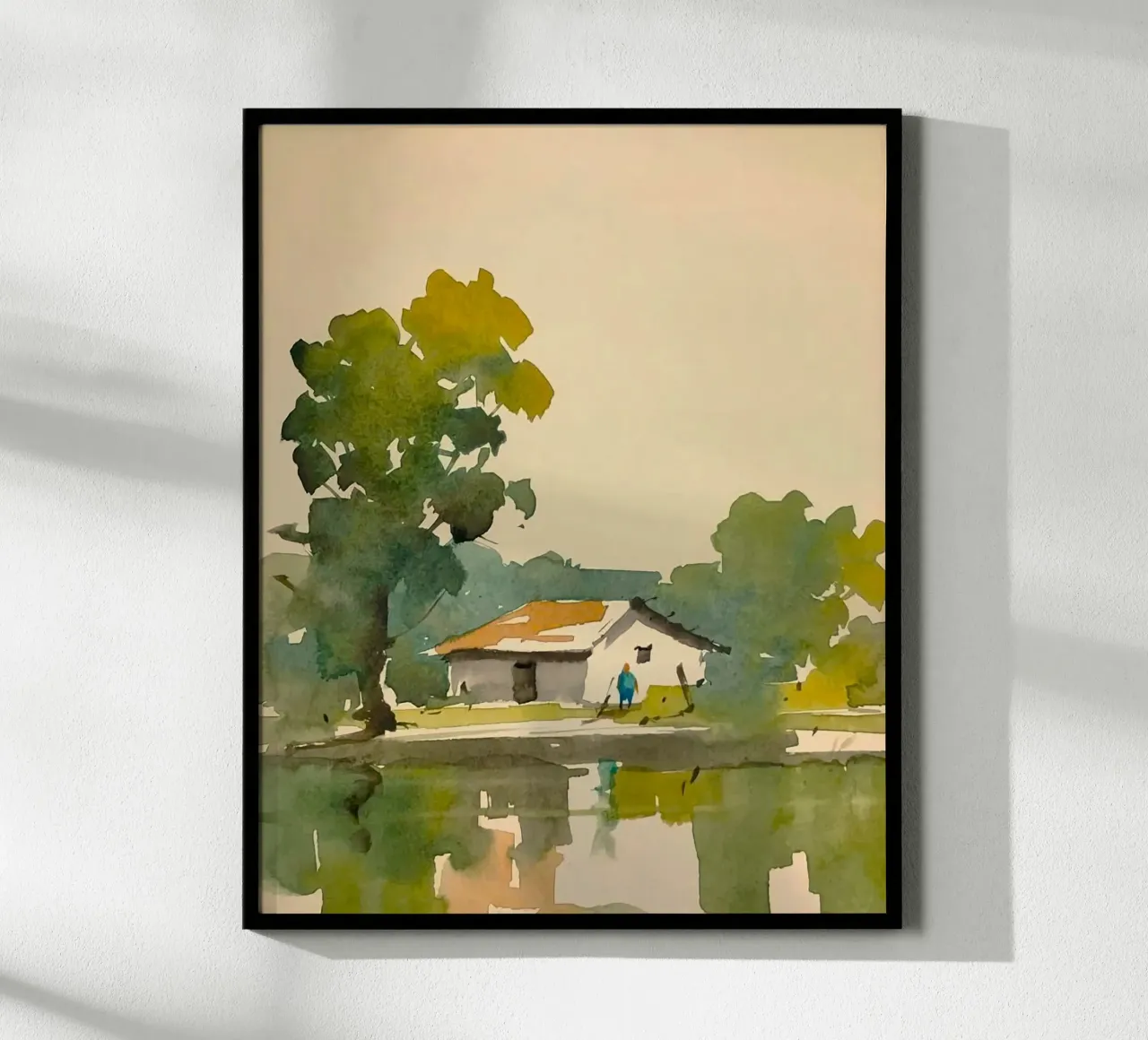 line of house and tree poster con telaio in legno da sunity