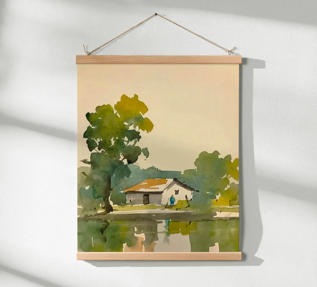 line of house and tree poster con telaio in legno da sunity