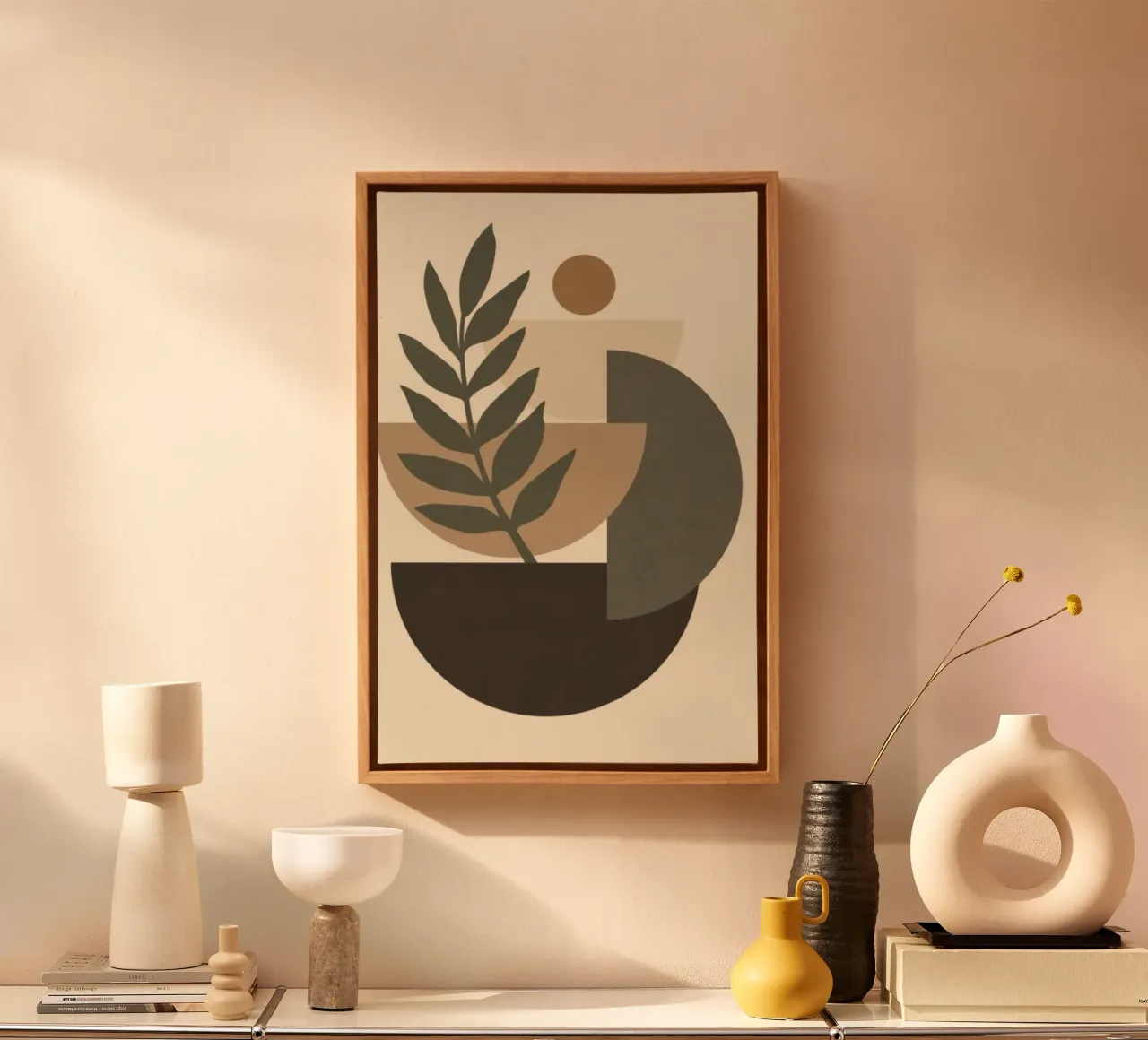 curve and tree shape tela con Cornice a cassetta da firmana