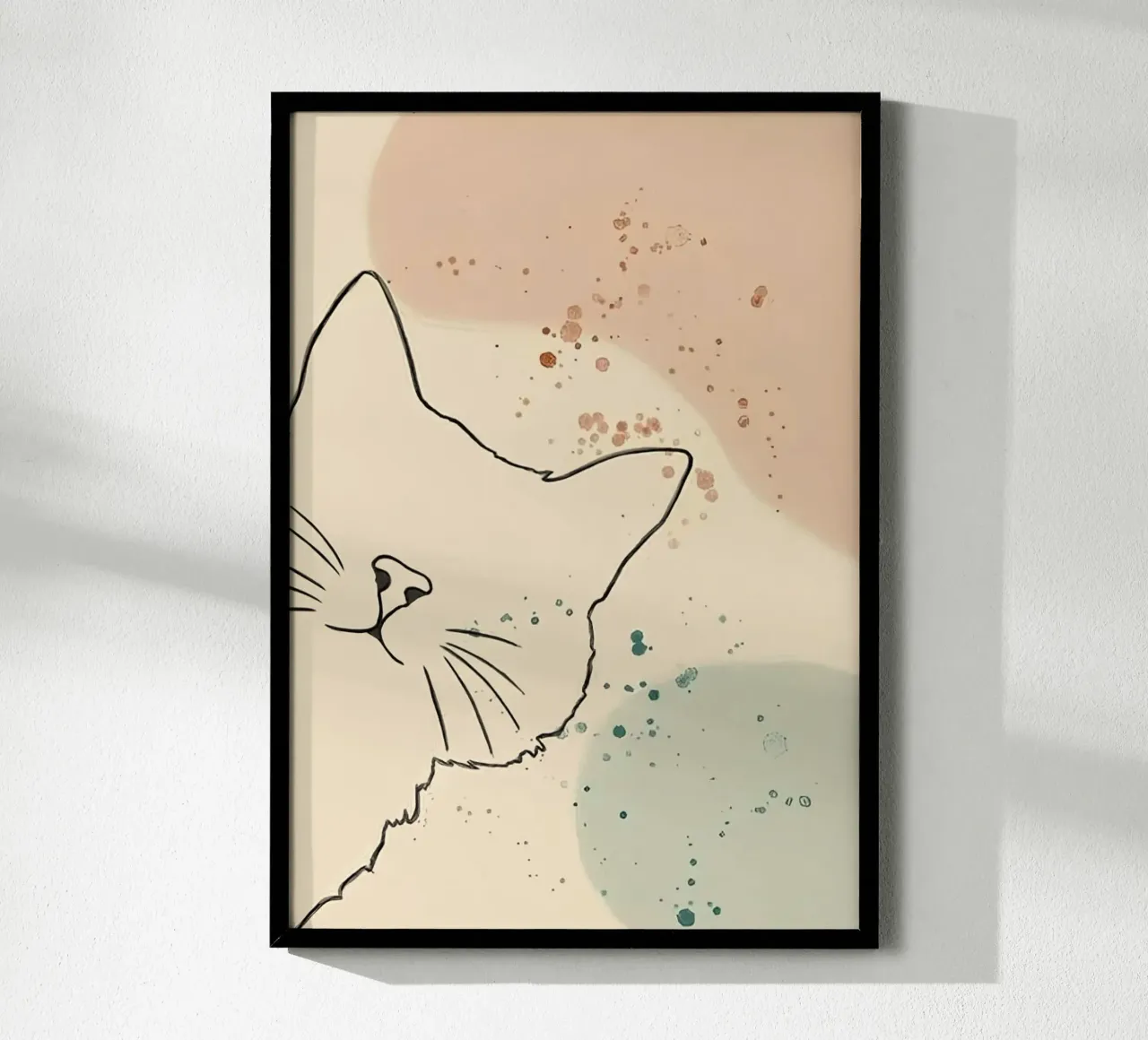 cat line and shape poster con telaio in legno da sunity
