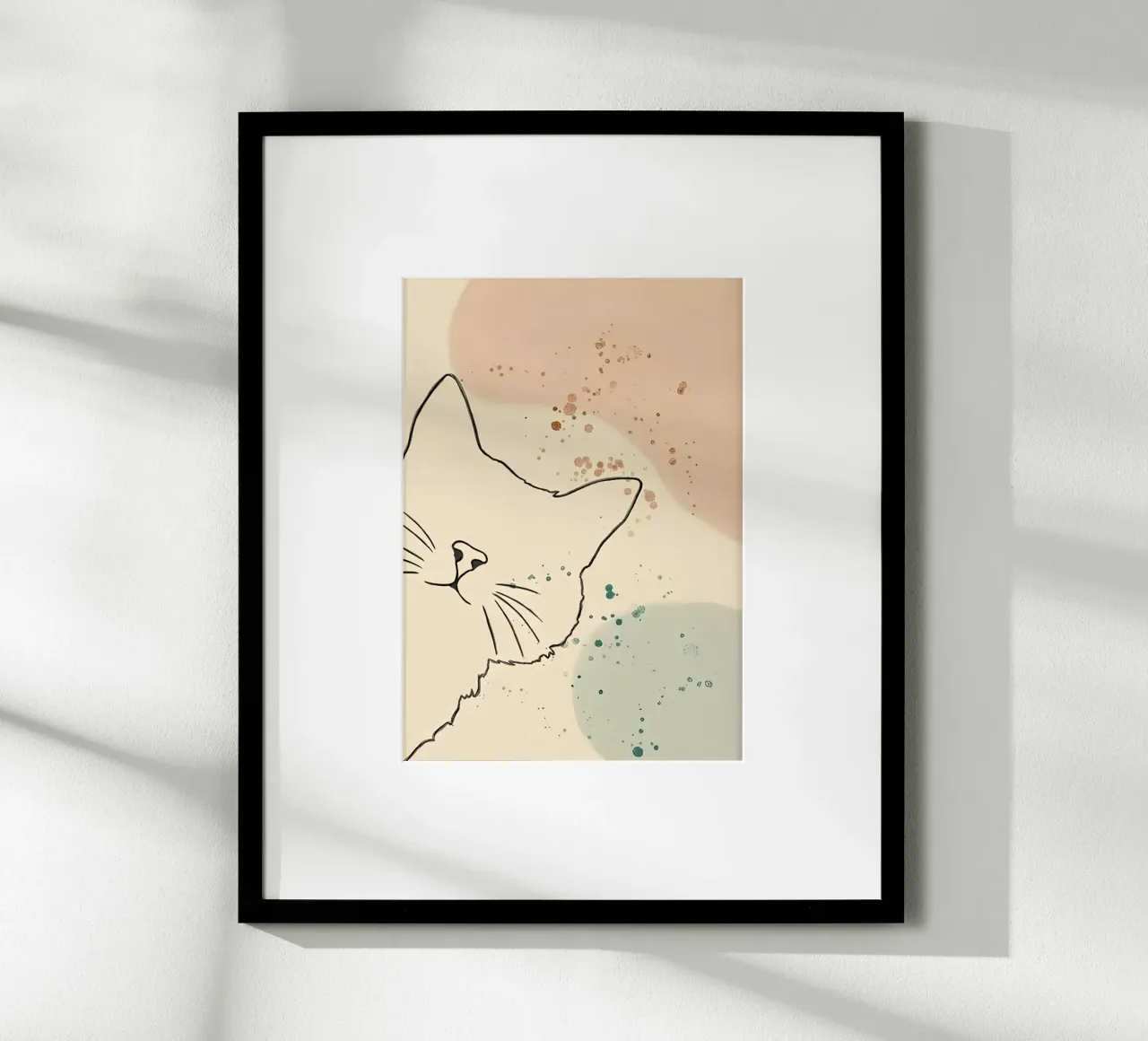 cat line and shape poster con telaio in legno da sunity