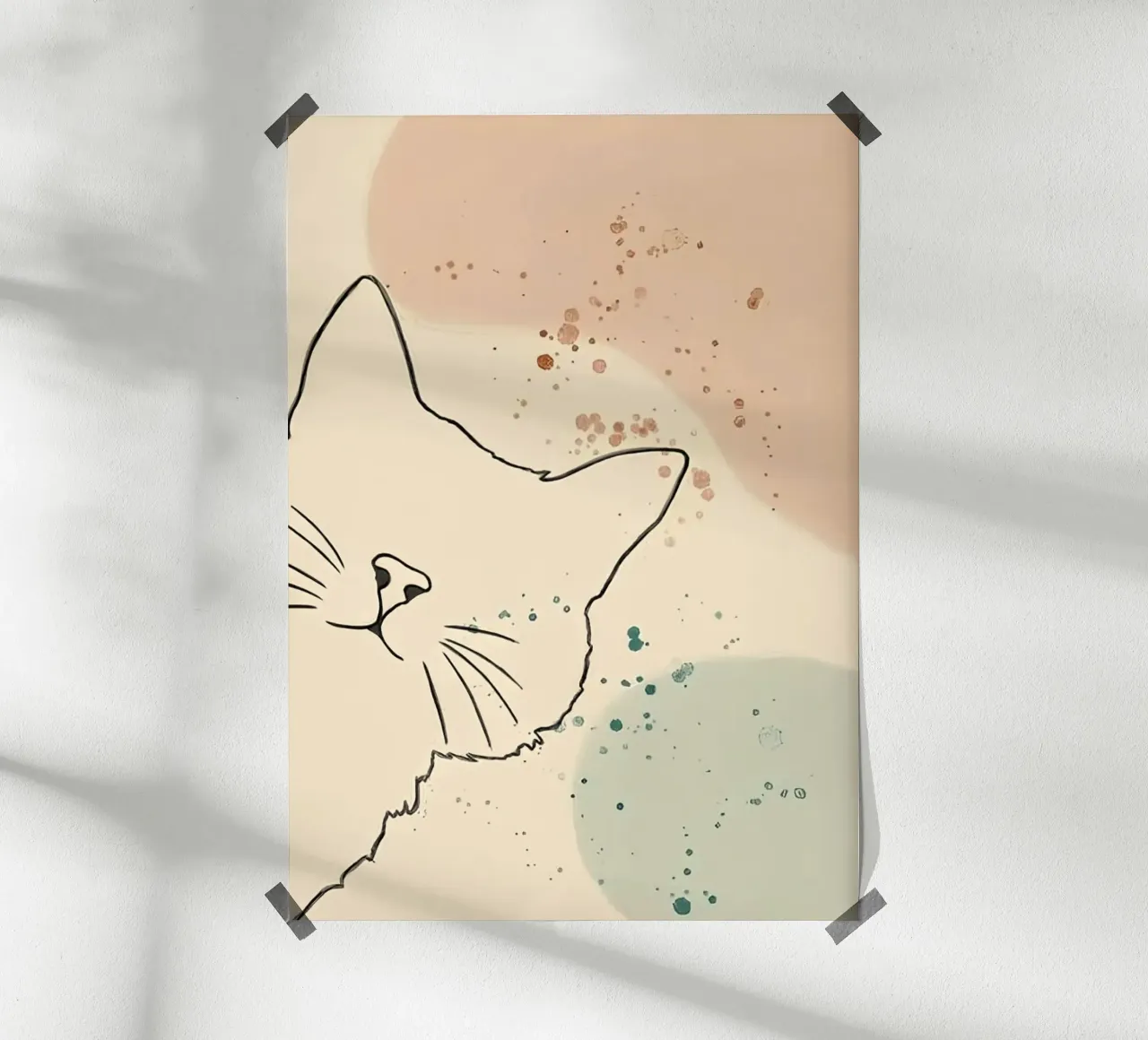 cat line and shape poster con telaio in legno da sunity