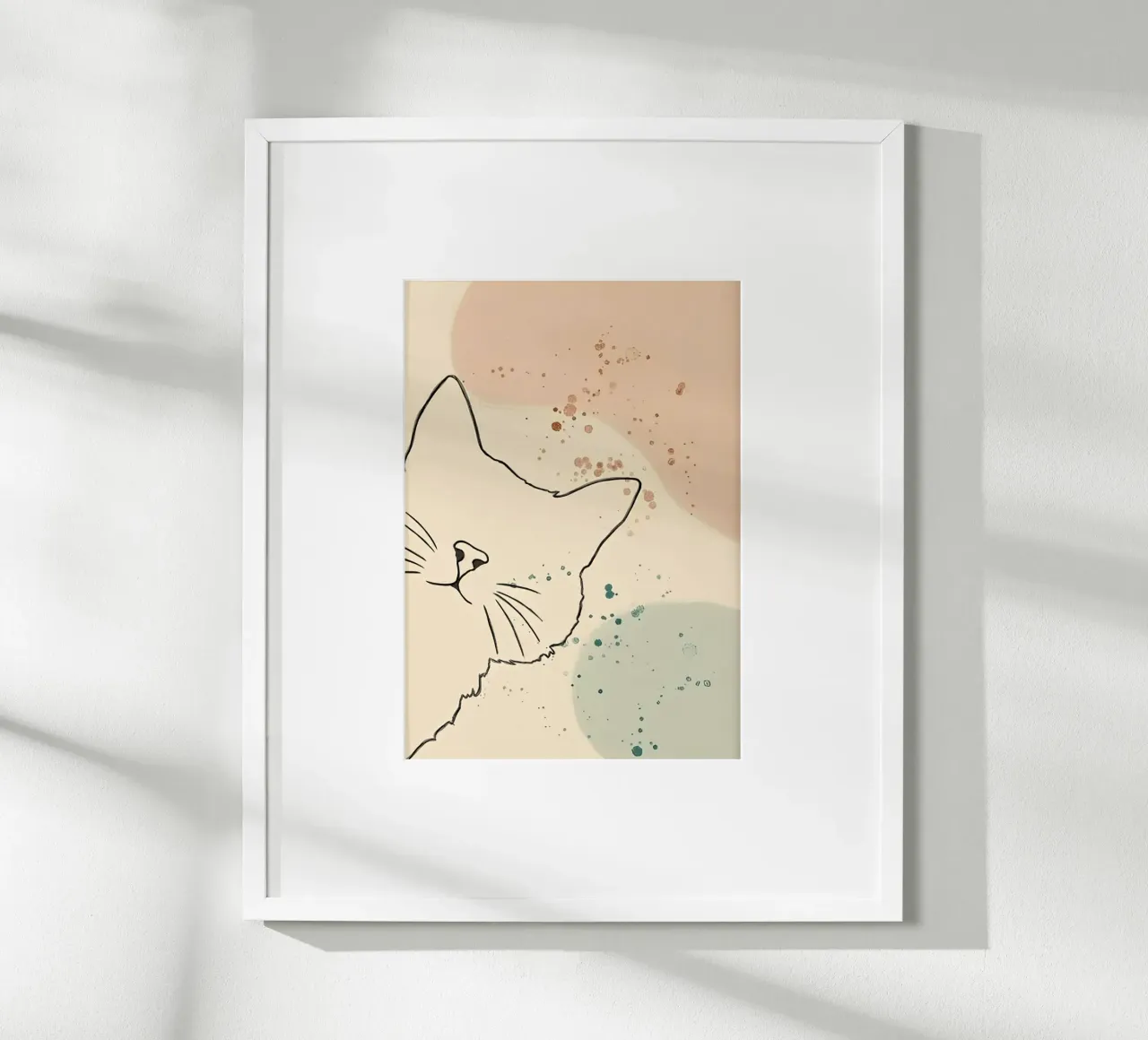 cat line and shape poster con telaio in legno da sunity